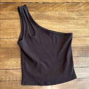 One-Shoulder Brown Top